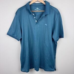 Tommy Bahama‎ XL Green Striped Polo Shirt Short Sleeve Casual